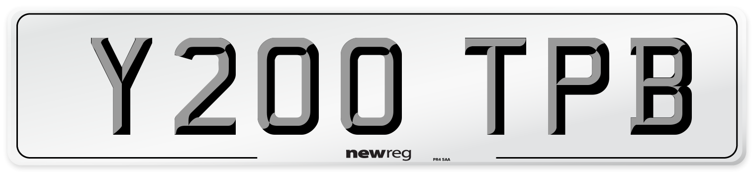 Y200 TPB Number Plate from New Reg